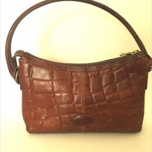 MULBERRY Brown Leather Vintage Crocodile Purse Bag